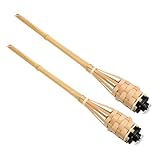 DIYEAH 2 Stück Bambusfackeln Geflochten Dekorative Fackel Brennende Fackel Requisite Für Draußen Camping Outdoor Flackernde Garten Und Terrassendekoration Praktische