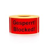 MD Labels Warnetiketten auf rolle 100x50mm 500 Stück Gesperrt! Blocked! Versandaufkleber - Versandhinweis Haftetiketten