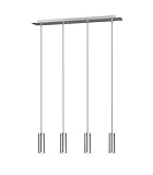 lightling modern Pendellampe Julie, 4-flammige Pendelleuchte nickel matt Metall, Esszimmer Küche Wohnzimmer, 4 x GU10 max. 35W, ø 6 cm, höhenverstellbar max. 150 cm, Breite 75 cm