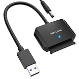 WAVLINK USB 3,0 auf SATA Adapter - inkl. 12V 2A DC-Netzteil für 2,5' oder 3,5' SSD und HDD USB zu SATA Kabel 2.5 oder 3.5 Zoll Festapltten Adapter