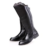 OPPOQ Kniehohe Lederstiefel für Herren, Reitstiefel, Bühnenaufführungsschuhe, weites Bein, mittlere Wade, Kopf, Langer, hoher Stiefel,Schwarz,43