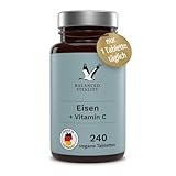 Eisen Tabletten - 20 mg Eisen & 40 mg natürliches Vitamin C aus Acerola - 240 vegane Tabletten für 8 Monate - ohne Zusatzstoffe - laborgeprüft - Made in Germany - Balanced Vitality