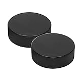 2 Stück Eishockey Puck Classic für Erwachsene, Schwarz Pucks Vollgummi für Eishockey, Sports Puck Balls für Üben und Klassisches Training, Durchmesser 3', Dicke 1', 12,1 Unzen