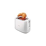 Philips Toaster – 2 Toastschlitze, 8 Stufen, Brötchenaufsatz, Auftaufunktion, Liftfunktion, Abschaltautomatik, weiß (HD2581/00)