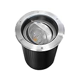 Boden-LED-Landschaftsleuchten - Außenbeleuchtung, IP67 wasserdicht 85-265 V LED-Gartenstrahler, einstellbarer Lichtwinkel COB 304 Edelstahl-Bodenlicht, für Gartenrasen (Farbe: weißes Licht,