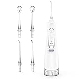 Leistungsstarke Munddusche Elektrischer Zahnreiniger 4 Modi & 4 Düsen Kabellose Munddusche IPX7 Wasserdicht Wasser Flosser 310ML Abnehmbarer Wassertank für Ten Heim- und Reisegebrauch