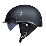 Halbschalenhelm mit ECE, Jethelm Retro mit Sonnenblende, Chopper Helm Roller Helm Offenem Helm, Street Moped Halbhelme, mit Herausnehmbarem und Waschbarem Futter M(57-58cm)