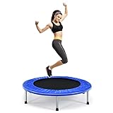 COSTWAY φ97cm Mini Trampolin, Fitness Trampolin faltbar, Kindertrampolin bis 150kg belastbar, Gartentrampolin, Indoor- und Outdoortrampolin für Kinder und Erwachsene (Blau)