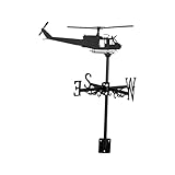 Dualoai Hubschrauber Figur Windfahne Ornament Wetterfahne für Pergolen Gewächshäuser