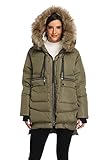VOGMATE Damen Daunenjacke mit Kapuze Winter Dicke warme Daunenjacke Winddichter Mantel für Damen,Olive4 S