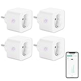 ANTELA WLAN Smart Steckdose 16A Stromverbrauch Messen kompatibel mit Alexa/Google Home, Kinderschutz, Smart Life APP, 2,4GHz, 3680W, 4PCs