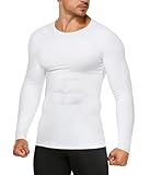 TAILONG Langarm-Kompressionsshirts für Herren – Athletic Base Layer Workout Shirt Rundhals Unterhemd, Weiss/opulenter Garten, XX-Large