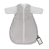 LaLoona Ganzjahres Baby Schlafsack 2-TLG. - Langarm Innensack & gefütterter (0,5-3,5 TOG), Oeko-TEX® Standard 100 geprüft, Babyschlafsack aus Baumwolle - Grau Weiß Punkte (50-56)