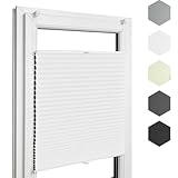 Home-Vision® Premium Doppelplissee Wabenplissee ohne Bohren mit Klemmfix (Weiß-Weiß, B40cm x H120cm) Modern Klemmfix Blickdicht Plissee Sonnenschutz Hitzeschutz Jalousie für Fenster Thermo