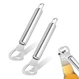 Flaschenöffner Edelstahl, Bieröffner 2 Stück, Barkeeper Bierflaschenöffner Flaschenöffner Personalisiert, Kapselheber mit Tragbare Lochdesign Großes Geschenke für Männer Neujahrs Camping (16 * 4cm)