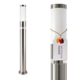 max K O M F O R T Wegeleuchte Aussenleuchte 80cm Standleuchte LED-Ring Aussenstandlampe Standlampe AussenStandleuchte Edelstahl E27 Fassung 232-800-LED