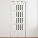 HDcasa Falttür Modell extra Standard aus PVC transparente Gläser reversibel verstellbar sowohl in Höhe als auch Länge Made in Italy DIY (Weiß, 82 x 210)
