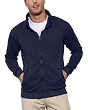 LAOARA Herren Sweatjacke Pullover Hoodie Sweatshirt ohne Kapuze mit Reißverschluss Zipper Fleecejacke Blau L
