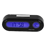 Autothermometer, 2 in 1 Auto Fahrzeuginnenraum Mini elektronische Uhr LED Digitaluhr Thermometer Voltmeter