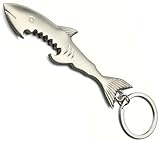 Hai Schlüsselanhänger mit Flaschenöffner in der Farbe Silber/Flaschen Öffner Anhänger/Geschenk Vater Geschenkidee