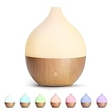 SALKING Aroma Diffuser, 100ml Kleiner Ultraschall Aromatherapie Diffusor für ätherische Öle, mit automatischer Abschaltfunktion, Warmweiß Licht Weiß Holzmaserung Diffusor für Zuhause Büro Oder Yoga