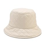 UBOHUZ PU-Fischerhut aus weichem Leder, kariert, for Herren, Herbst-Winter, Vintage, Warmer Sonnenschutzhut, Show-Gesicht, Kleiner Beckenhut Für Angeln(Beige)