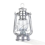 Petroleumlampe, Retro Outdoor Sturmlaterne,25CM Öllampe für Camping, Garten, Zuhause und Deko(Silber)