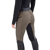 nicticsi Damen Mode Reiterhosen Slim Fit Elastische Splice Reiterhosen Casual Leggings Sport Hohe Taille Reithose Reitsport Trainingshose A Khaki S