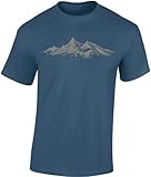 Wander Tshirt Herren : Alpengipfel - Kletter T-Shirt Männer - Geschenk für Wanderfreunde - Bergsteiger Ausrüstung (Denim Blue L)