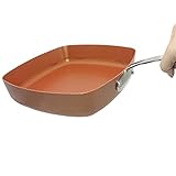 HJUGHPN Pfannen Antihaft-Kupferpfanne quadratisch mit Keramik-Bratpfanne Kupfer Ofen Spülmaschine Chef quadratische Bratpfanne