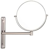 LINLINCD Wandmontierter Make-up-Spiegel mit Vergrößerung,20,3 cm,Nickel-Finish,360° drehbar,ausziehbar,doppelseitiger Badezimmer-Kosmetikspiegel,3-Fach (5X, )