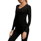DUHENWU Thermounterwäsche Damen Skiunterwäsche Set Winter Fleece Funktionsunterwäsche Thermo Unterwäsche Atmungsaktive Thermowäsche Mit Thermounterhose Thermounterhemd Loungewear