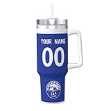 schalke Personalisiert Thermobecher,Schalke Fanartikel Edelstahl Trinkflasche Tasse mit Deckel und Strohhalm 1.2L(40 OZ) - Perfekt für Geburtstage und Weihnachten!