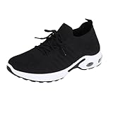 Turnschuhe Mesh Freizeitschuhe Damen Atmungsaktive Freizeitschuhe Spitze Bequeme Damenturnschuhe Langlaufski Set Damen Klassisch Mit Bindung Und Schuhe (Black, 38)