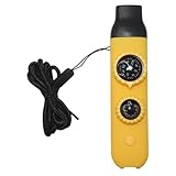 Homyl Notfallpfeife Sicherheitsausrüstung Kompass Thermometer Reflektor Taschenlampe Lupe Und Signalpfeife Aus Beständigem Pp mit Lanyard für Outdoor Aktivi, Gelb