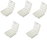 Batteriebox aus Kunststoff für AA und AAA Batterien, Aufbewahrungsbox für Mignon und Micro Akkus, Transparent, 5er Pack (5)