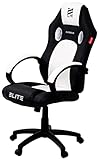 ELITE Gaming Stuhl MG100 Exodus | Ergonomischer Bürostuhl - Schreibtischstuhl - Chefsessel - Sessel - Racing Gaming-Stuhl - Gamingstuhl - Drehstuhl - Chair - Kunstleder Sportsitz (Schwarz/Weiß)