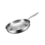 Metall-Bratpfanne zum Essen, feste Beschichtung, 3-lagige Konstruktion, gleichmäßige Erwärmung, alle Herdplatten, alle Herdplatten kompatibel