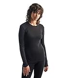 Icebreaker 100% Merinowolle Damen Base Layer - Everyday Langärmeliges Crewe - 175 Ultralight Fabric - Langarmshirt - Longsleeve - Merino Shirt - Unterwäsche - Unterhemden - Black, M