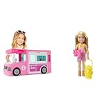 Barbie 3-in-1 Dream Camper (91 cm) Pool, umbaubarem Truck & Chelsea Serie, Chelsea Camping Puppe mit blonden Haaren, Haustier Eule