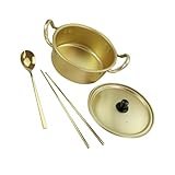 iplusmile Aluminium Instant Nudeltopf mit Doppelgriffen Kleiner Suppentopf für Ramen und Porridge Leichtes Kochgeschirr für Camping Haushalt und Büro Langlebiger Aluminiumpott mit Deckel