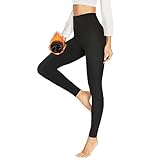 HLTPRO Thermo Leggings Damen Gefüttert Im Winter, High Waist Thermoleggings Warm Thermohose Blickdicht Strumpfhose Für Sport(Schwarz,S/M)