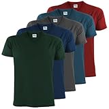 ALPIDEX Herren T-Shirts 5er Set mit V-Ausschnitt Shirts Basic Shirt Baumwolle Kurzarm Einfarbig S M L XL XXL 3XL 4XL 5XL, Größe:5XL, Farbe:Earth