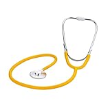 Medi-Inn Flachkopf-Stethoskop GELB - ultraleicht, nickelfrei, flaches Bruststück, 1-Schlauch-Y-System, weiche Ohroliven