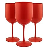 Fox & Grapes Weingläser aus Kunststoff, 20 Stück, unzerbrechlich, bruchsicher, wiederverwendbar, recycelbar, lebensmittelecht, spülmaschinenfest, für Geburtstag und Party, 473 ml, Rot, 20 Stück