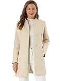 Allegra K Damen Wintermantel Mid-Long Stehkragen Einreiher Mantel Oberbekleidung, Beige, M