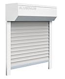 Schellenberg 39067 Vorbaurollladen-Set für Fenster, Rollladensystem Mini, 115 x 120 cm, weiß/grau, Außenrollladen 45° Alu-Vorbaukasten, inkl. Führungsschienen, PVC-Rollladenpanzer