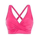 Bikini Oberteil Große Brüste Damen Push Up Wickeloptik Gepolstert Crossover Bikini Top Verstellbar breite Träger Lace Up Schnell Trocknend Bikinioberteile Padded Bademoden Sommer Strand Swimsuits
