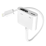 【Apple MFi zertifiziert】AV Lightning zu HDMI Adapter,1080P Digital Sync Bildschirm Konverter Ladeanschluss für iPhone/iPad für HD TV/Projektor/Monitor,Unterstützt alle iOS