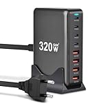 320W USB C Ladegerät Mehrfach, 8 Ports USB Schnellladegerät USB Ladestation mit 5 USB-C und 3 USB-A Charger PD PPS 100W USB C Netzteil für MacBook Pro/Air,iPad Pro/Air,Sumsung